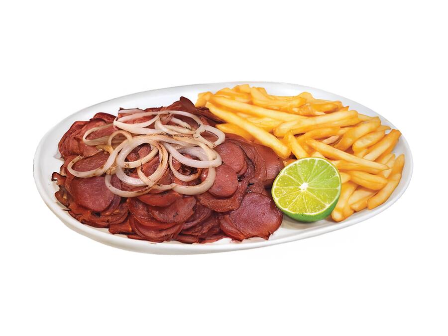 Porção Calabresa Acebolada com Fritas